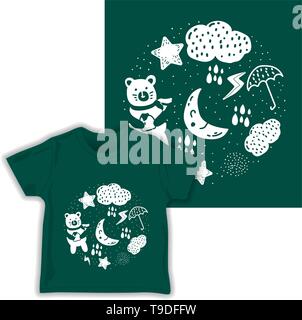 rainy childish seamless pattern vector illustration - vector Stock Vector