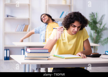Two male students in the classroom Stock Photo