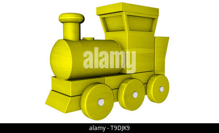 plastic train with wagons on a white. 3D rendering Stock Photo