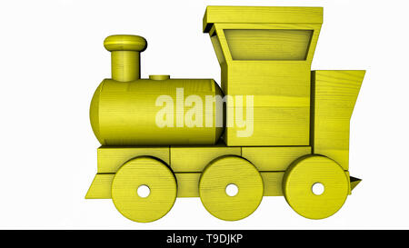 plastic train with wagons on a white. 3D rendering Stock Photo