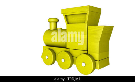 plastic train with wagons on a white. 3D rendering Stock Photo