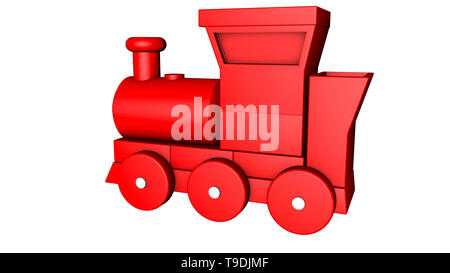 plastic train with wagons on a white. 3D rendering Stock Photo