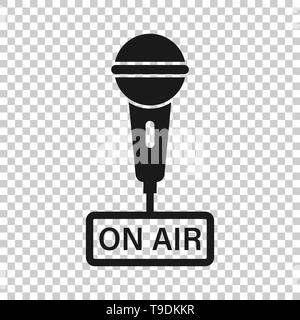 Microphone icon in transparent style. Live broadcast vector illustration on isolated background. On air business concept. Stock Vector