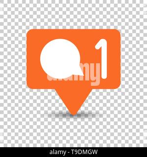 Social media notification sign icon in transparent style. Like, comment, follow vector illustration on isolated background. Click button business conc Stock Vector