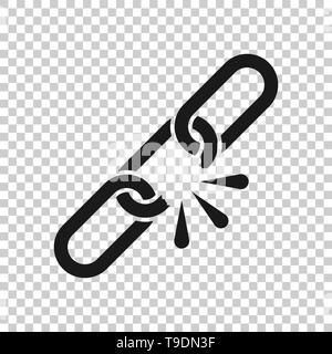 Premium Vector  Black broken chain with failure icon like exclamation flat  modern disruption logo element graphic design isolated on white background  concept of online system error or unleash or easy disconnect