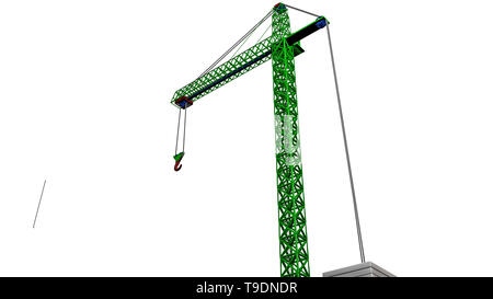 model of a toy crane of green color. 3D rendering Stock Photo