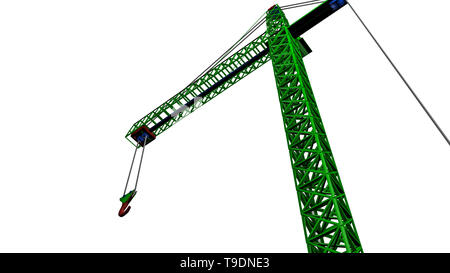 model of a toy crane of green color. 3D rendering Stock Photo