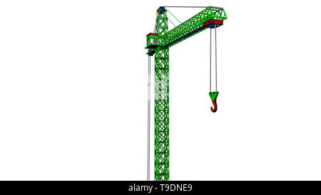 model of a toy crane of green color. 3D rendering Stock Photo