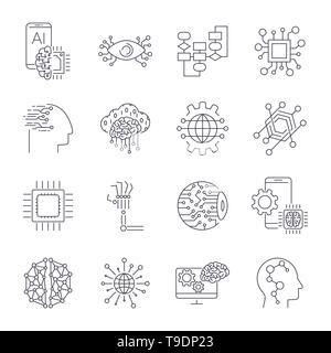 Artificial Intelligence, industry, integration, iot, industrial business, web computing concept. AI factory manufacturing management process Stock Vector