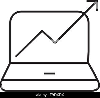 computer with arrow symbolising growth illustration vector Stock Vector