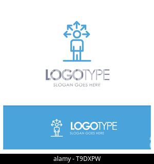 Communication, Abilities, Connection, Human Blue outLine Logo with place for tagline Stock Vector
