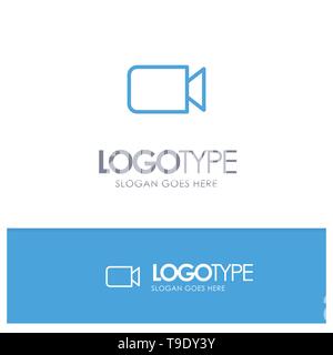 Camera, Image, Basic, Ui Blue outLine Logo with place for tagline Stock Vector