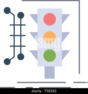City, management, monitoring, smart, traffic Flat Color Icon Vector Stock Vector