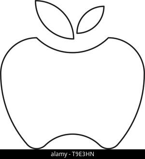 Apple line illustration vector on white background. Stock Vector