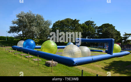 Zorb balls in Skegness, Lincolnshire, UK Stock Photo