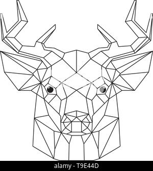 Deer head origami like illustration vector isolated. Stock Vector