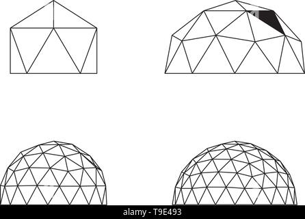Geodesic domes vector illustration line illustration on white background Stock Vector