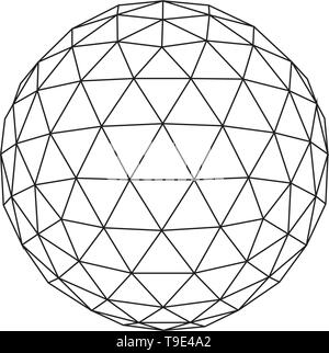 Geodesic sphere line illustration vector isolated on white background. Stock Vector