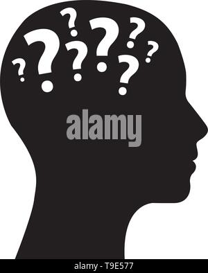 head side view with question marks vector sillustration Stock Vector