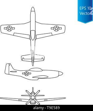 North american world war 2 fighter airplane vector Stock Vector
