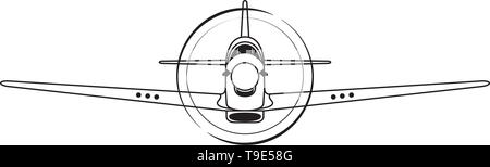 Airplane front view vector illustration isolated on white background. Stock Vector