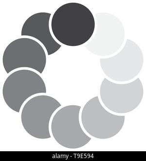 Overlapping grey circles logo template isolated on white background Stock Vector