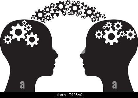 Two people having knowledge exchange side view vector Stock Vector