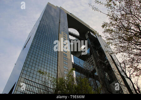 OSAKA, JAPAN - MARCH 29, 2019: Architecture of Umeda Sky Building , famous observation building in Osaka, Japan Stock Photo