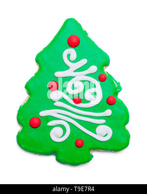 Green Christmas Suger Cookie Isolalted on White Background. Stock Photo