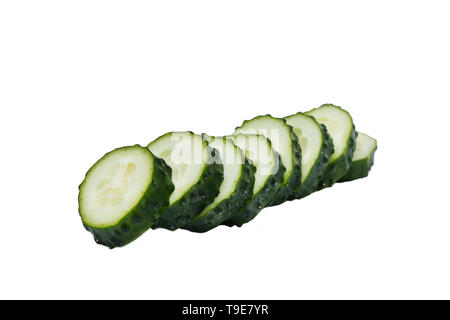 Sliced cucumber, slices on white background, isolate Stock Photo