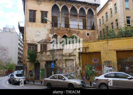 BEIRUT, LEBANON - DECEMBER 23, 2018: Street scene of the Hamra district in Beirut Stock Photo