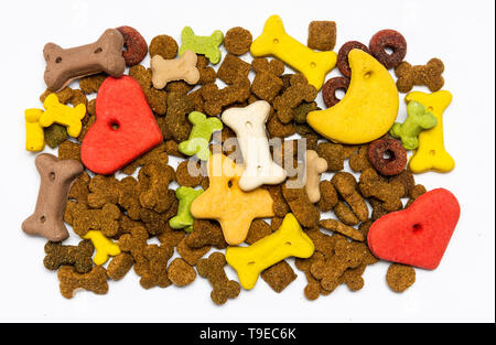Colorful dog food flat lay background pattern Stock Photo