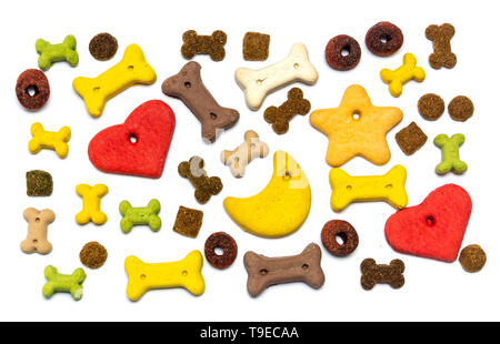Colorful dog food flat lay background pattern Stock Photo