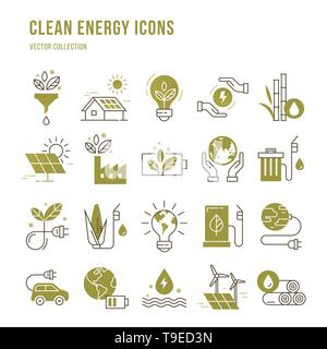 Set of eco vector icons in flat style. Stock Vector