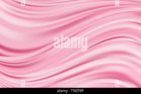Vector realistic drapery of red fabric. Decorative background of rose silk. Stock Vector