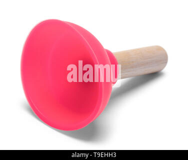 Small Red Rubber Plunger Isolated on White Background. Stock Photo