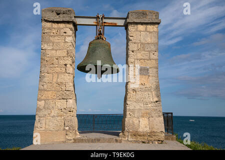 View of The bell of Chersonesus (or the fog bell of Chersonesos) in National Preserve of Tauric Chersonesos in Sevastopol city, Crimea Republic Stock Photo