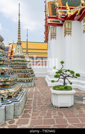 Pavilions and chedis, called Phra Chedi Rai, which contain the ashes of members of the royal family,  in a Buddhist temple complex Wat Pho also known  Stock Photo