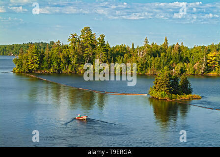 Boating on Lake of the Woods Kenora Ontario Canada Stock Photo