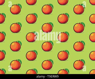 Peach Seamless Texture on Green Stock Vector