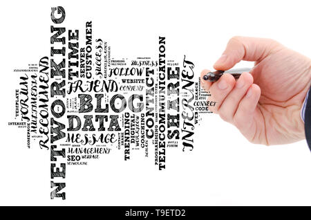 Blog word cloud collage over white background Stock Photo