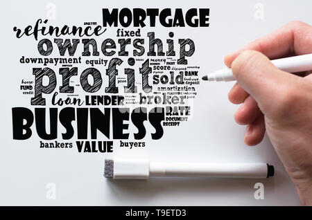 Profit word cloud collage over whiteboard background Stock Photo