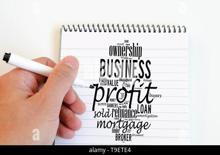 Profit word cloud collage over notepad background Stock Photo