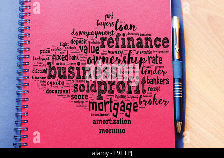 Profit word cloud collage over notepad background Stock Photo