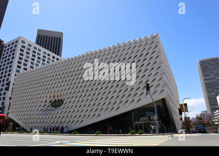 The Broad, contemporary art museum on Grand Avenue in Downtown Los Angeles - California Stock Photo