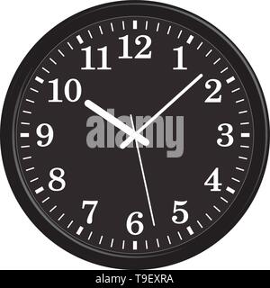 Black round wall clock. Home decoration. 3D effect vector Stock Vector