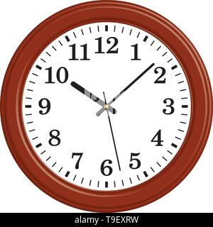 Wooden round wall clock. Home decoration. 3D effect vector Stock Vector