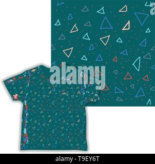 dot triangular cute seamless pattern ready for shirt fabric industry vector illustration Stock Vector