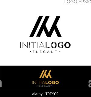 monogram initial ka, ak, a,k logo template black color vector illustration - vector Stock Vector
