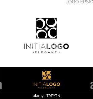 monogram initial c, cc, c logo template black color vector illustration - vector Stock Vector